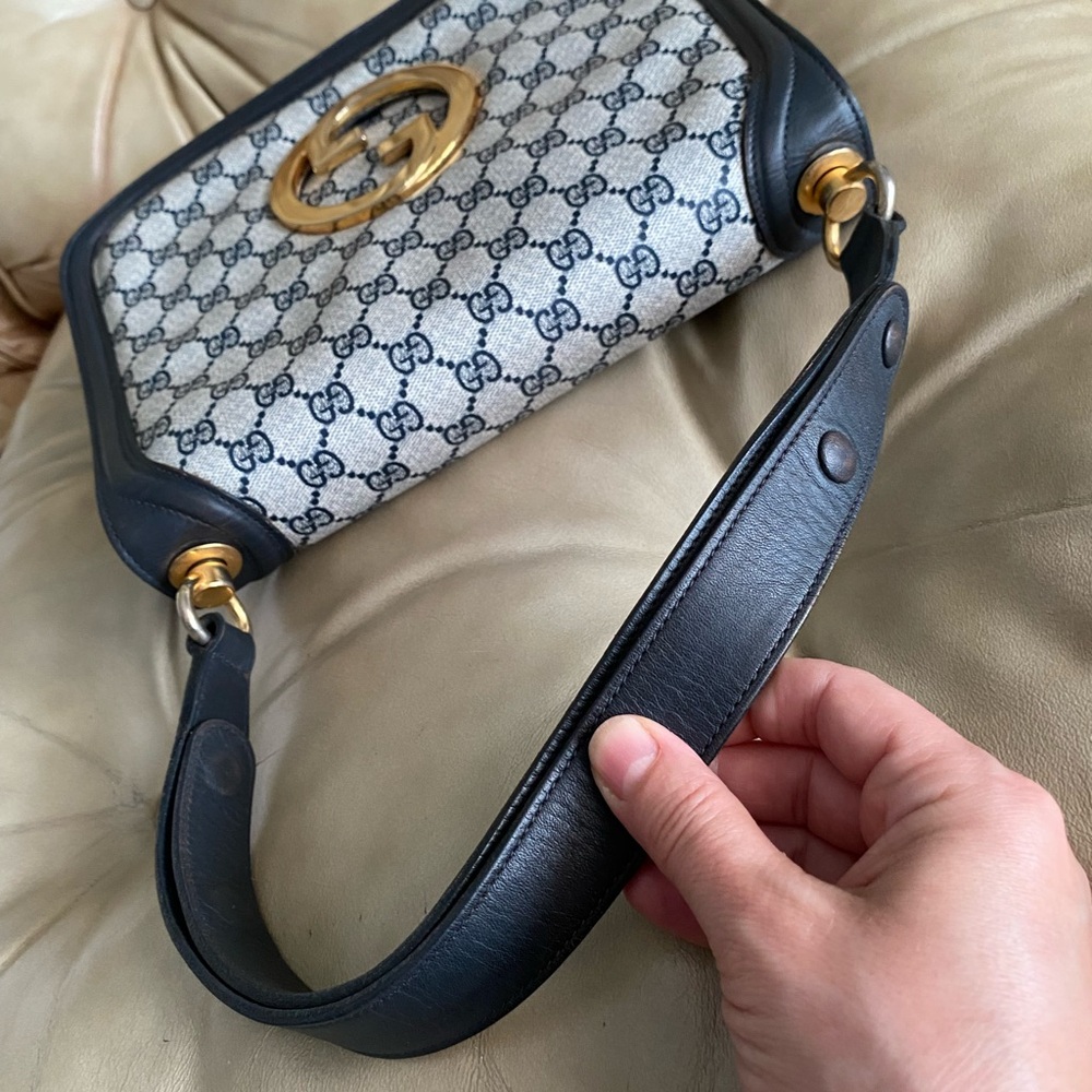 RARE Vintage Gucci 70s Blondie Shoulder Bag GG Saddle COA - Picture 9 of 16